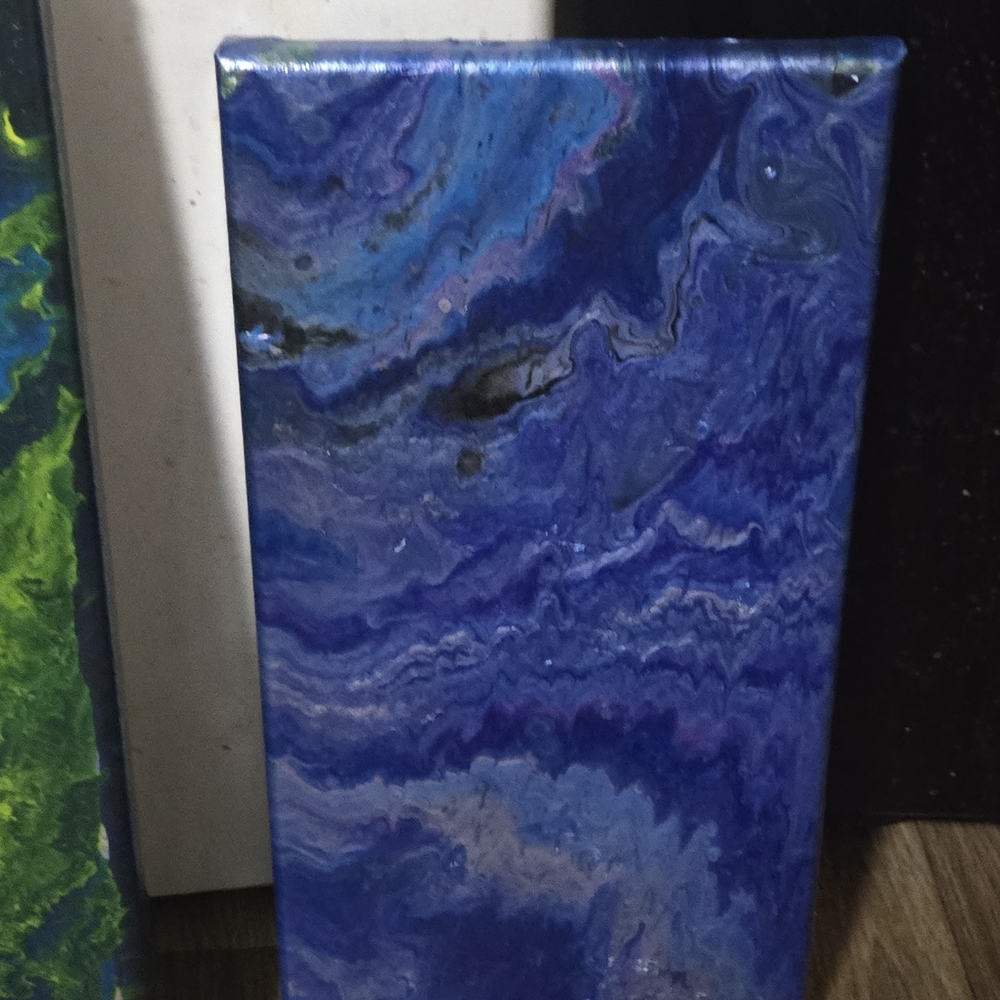 Blue and Purple Fluid Art Painting with Dynamic Patterns